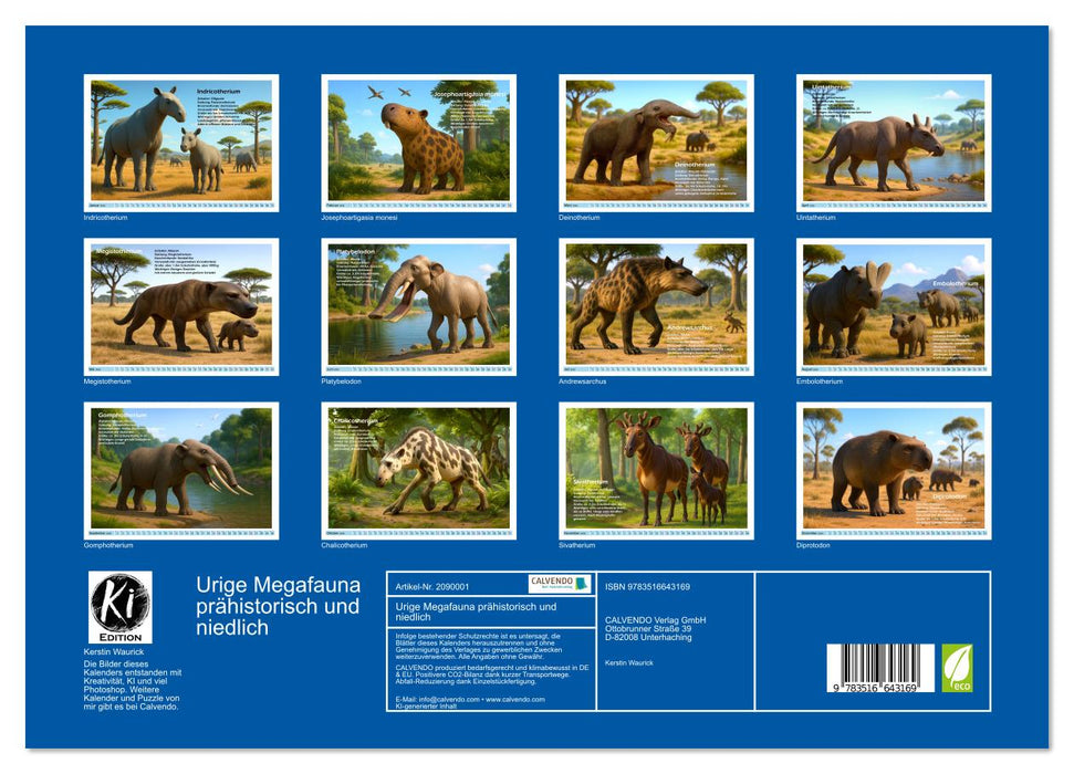 Urige Megafauna prähistorisch und niedlich (CALVENDO Premium Wandkalender 2026)