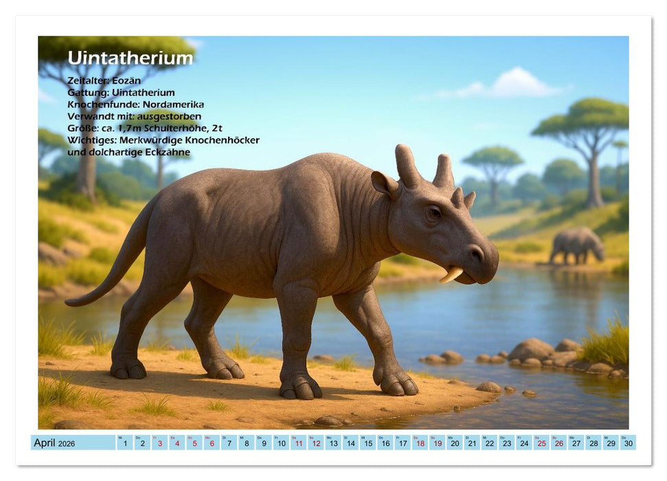 Urige Megafauna prähistorisch und niedlich (CALVENDO Premium Wandkalender 2026)