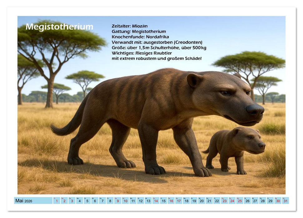 Urige Megafauna prähistorisch und niedlich (CALVENDO Premium Wandkalender 2026)
