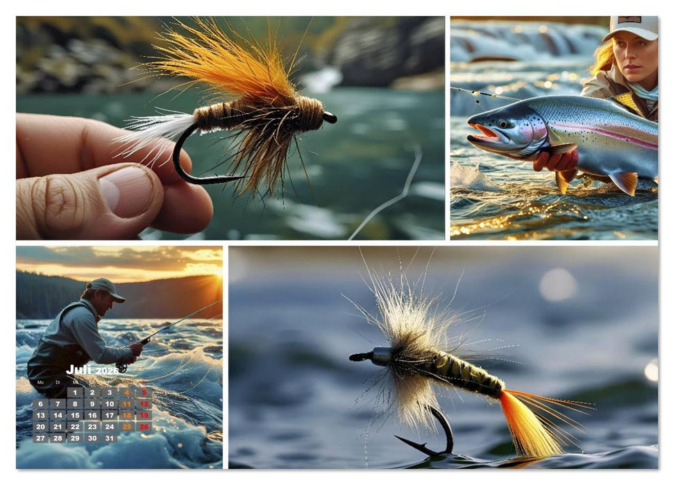 Lachsfischen im Fluss (CALVENDO Premium Wandkalender 2026)