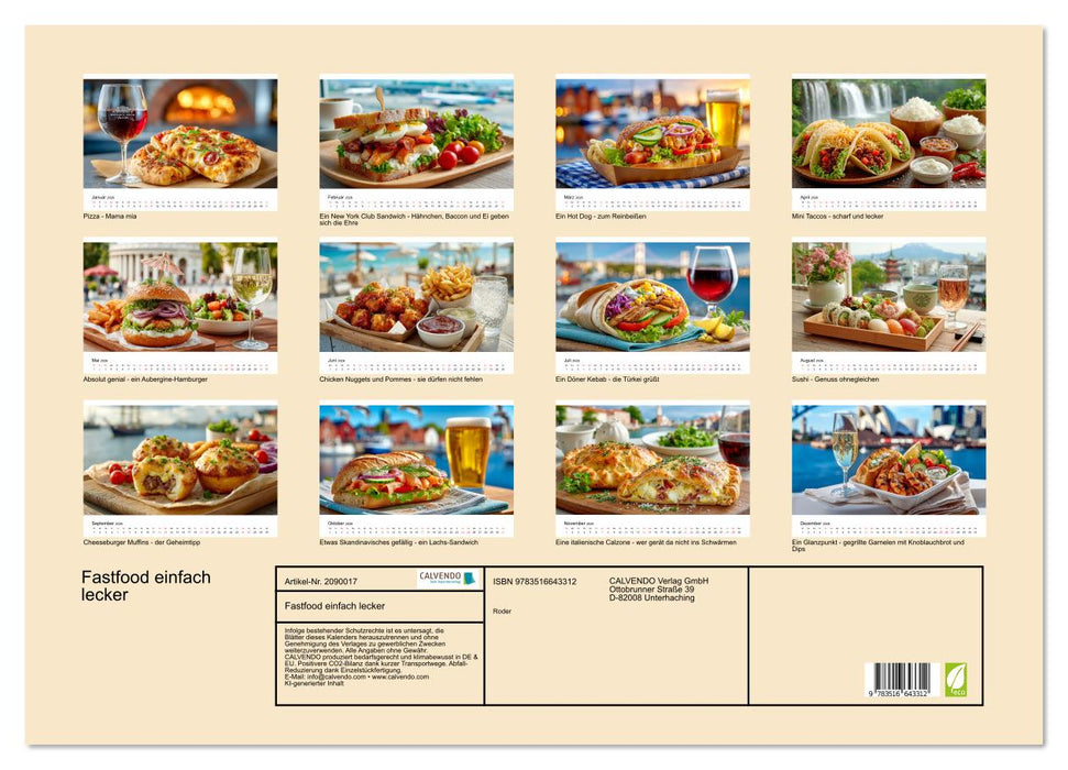 Fastfood einfach lecker (CALVENDO Wandkalender 2026)