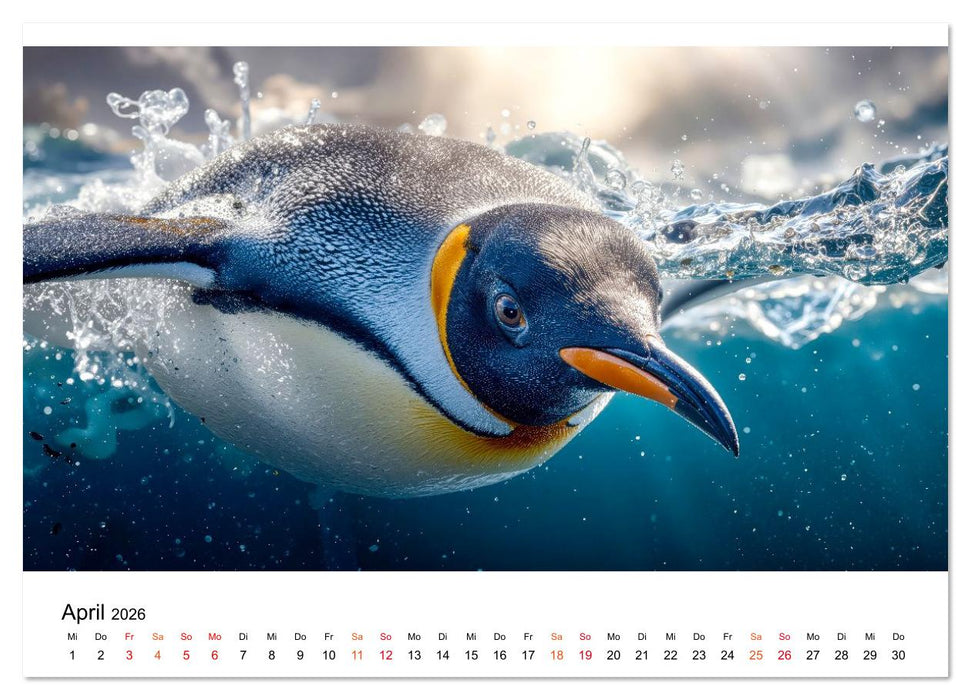 Pinguine - ein Jahr voller Meer (CALVENDO Premium Wandkalender 2026)