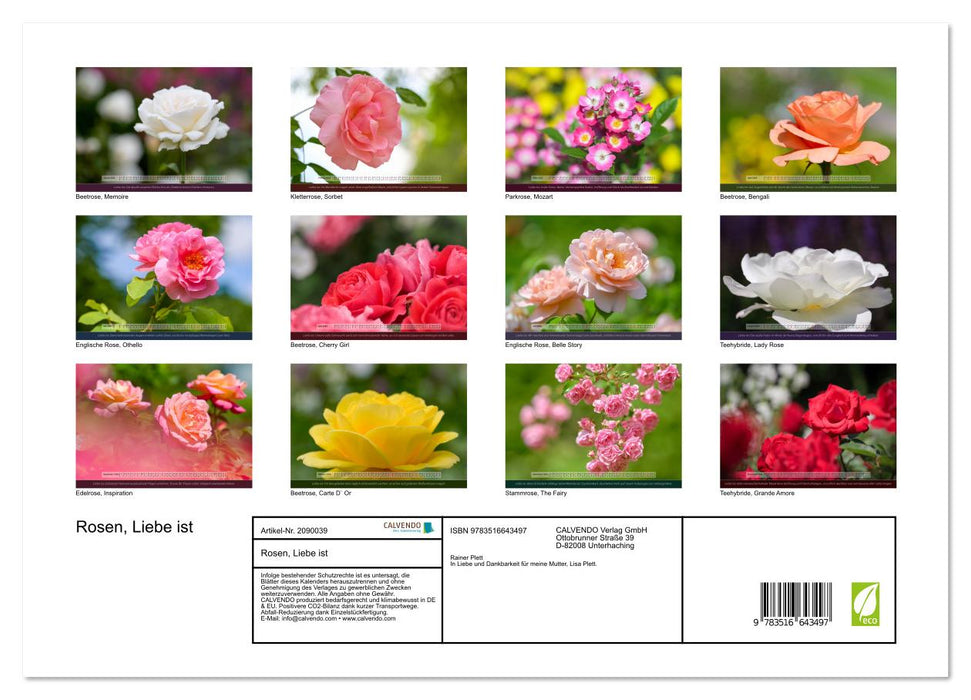 Rosen, Liebe ist (CALVENDO Premium Wandkalender 2026)