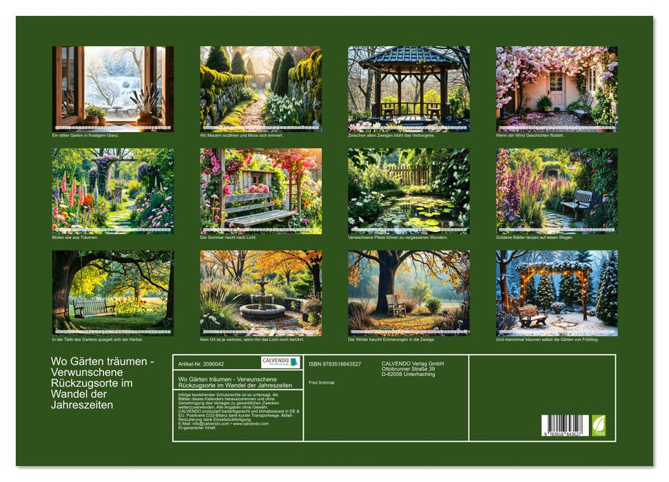 Wo Gärten träumen - Verwunschene Rückzugsorte im Wandel der Jahreszeiten (CALVENDO Wandkalender 2026)