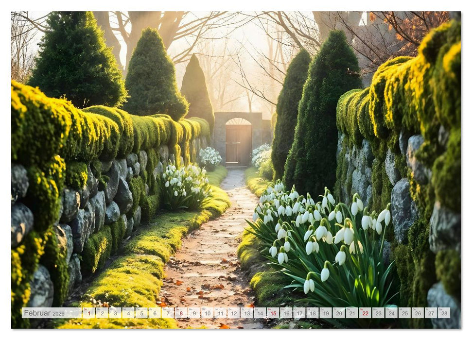 Wo Gärten träumen - Verwunschene Rückzugsorte im Wandel der Jahreszeiten (CALVENDO Wandkalender 2026)