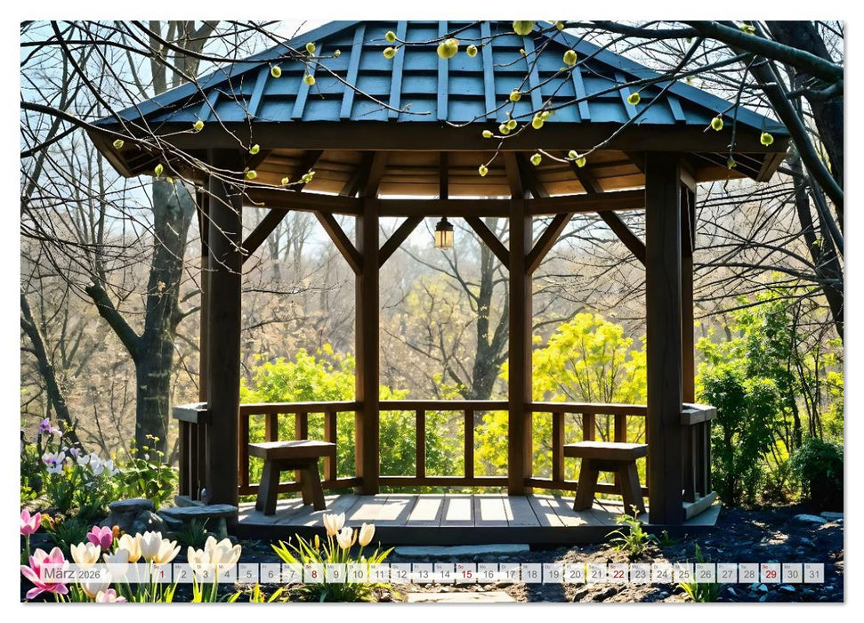 Wo Gärten träumen - Verwunschene Rückzugsorte im Wandel der Jahreszeiten (CALVENDO Wandkalender 2026)