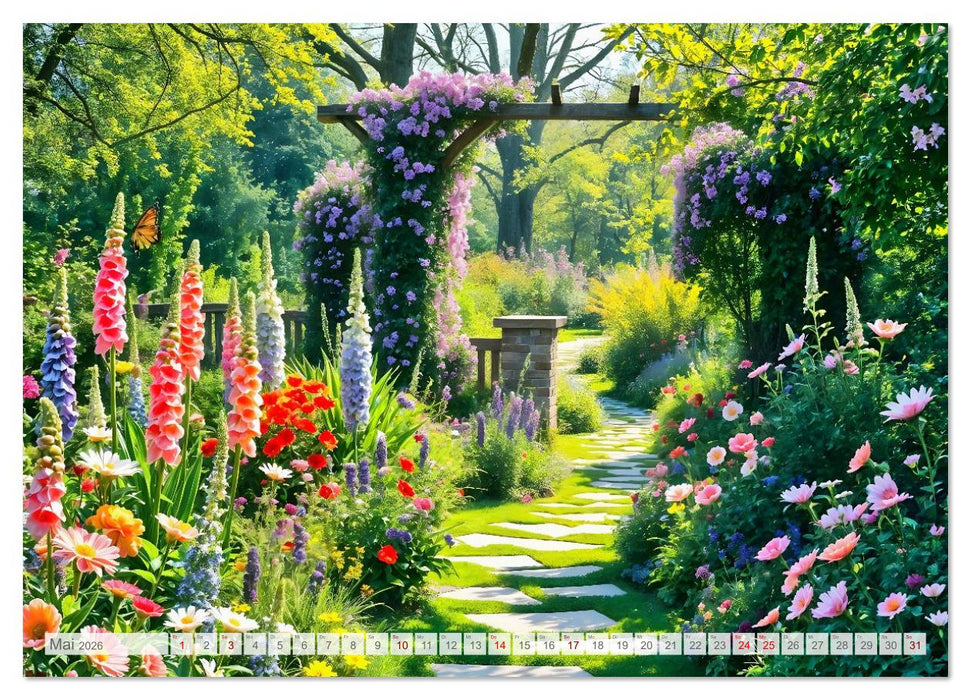 Wo Gärten träumen - Verwunschene Rückzugsorte im Wandel der Jahreszeiten (CALVENDO Wandkalender 2026)