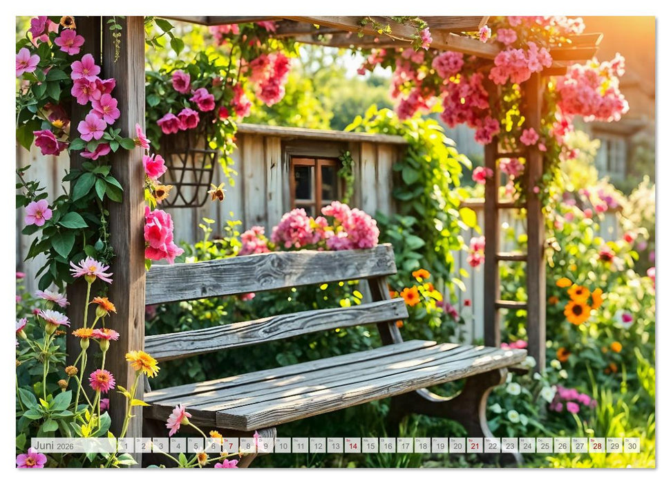 Wo Gärten träumen - Verwunschene Rückzugsorte im Wandel der Jahreszeiten (CALVENDO Wandkalender 2026)