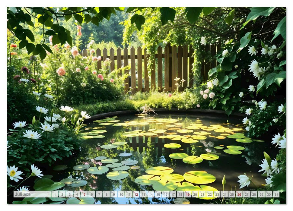 Wo Gärten träumen - Verwunschene Rückzugsorte im Wandel der Jahreszeiten (CALVENDO Premium Wandkalender 2026)