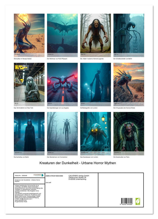 Kreaturen der Dunkelheit - Urbane Horror Mythen (CALVENDO Wandkalender 2026)