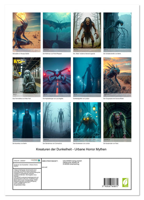Kreaturen der Dunkelheit - Urbane Horror Mythen (CALVENDO Premium Wandkalender 2026)