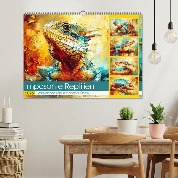 Imposante Reptilien. Faszinierende Tiere in moderner Öloptik (CALVENDO Wandkalender 2026)