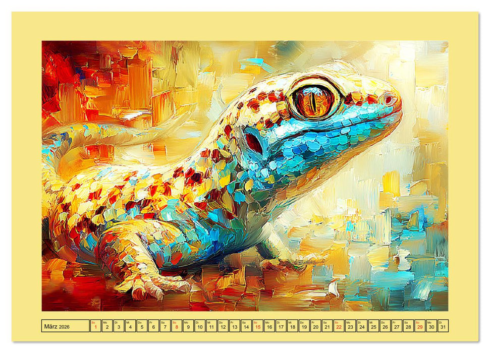 Imposante Reptilien. Faszinierende Tiere in moderner Öloptik (CALVENDO Wandkalender 2026)