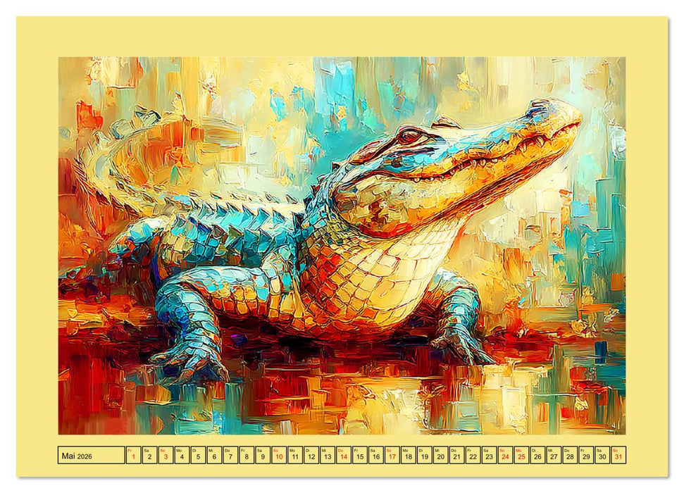 Imposante Reptilien. Faszinierende Tiere in moderner Öloptik (CALVENDO Wandkalender 2026)