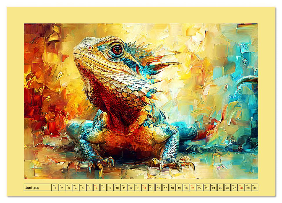 Imposante Reptilien. Faszinierende Tiere in moderner Öloptik (CALVENDO Wandkalender 2026)