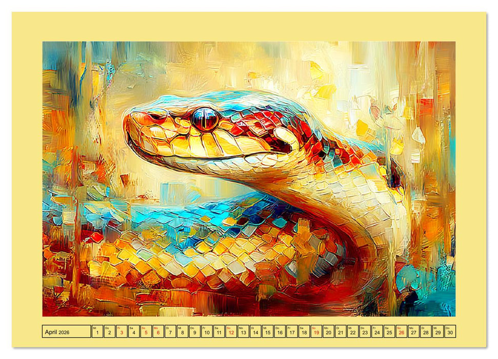 Imposante Reptilien. Faszinierende Tiere in moderner Öloptik (CALVENDO Premium Wandkalender 2026)