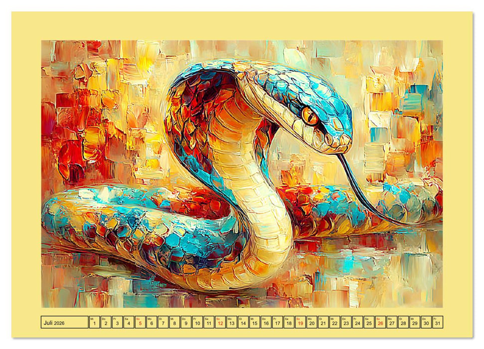 Imposante Reptilien. Faszinierende Tiere in moderner Öloptik (CALVENDO Premium Wandkalender 2026)