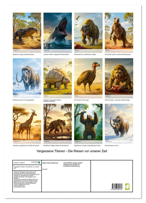 Vergessene Titanen - Die Riesen vor unserer Zeit (CALVENDO Wandkalender 2026)