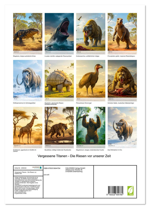 Vergessene Titanen - Die Riesen vor unserer Zeit (CALVENDO Premium Wandkalender 2026)
