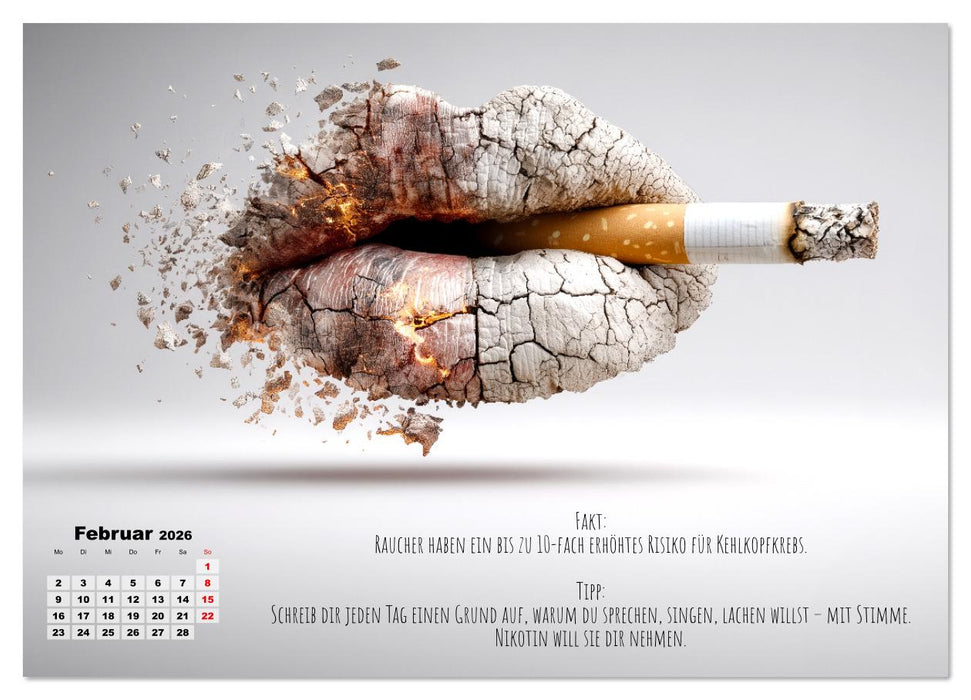 Nichtraucher Kalender - Rauchfrei werden mit Fakten und Tipps für Raucher (CALVENDO Wandkalender 2026)