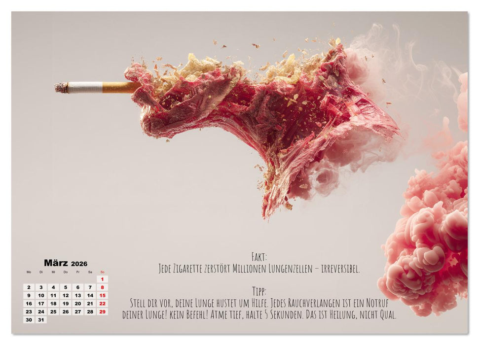 Nichtraucher Kalender - Rauchfrei werden mit Fakten und Tipps für Raucher (CALVENDO Wandkalender 2026)