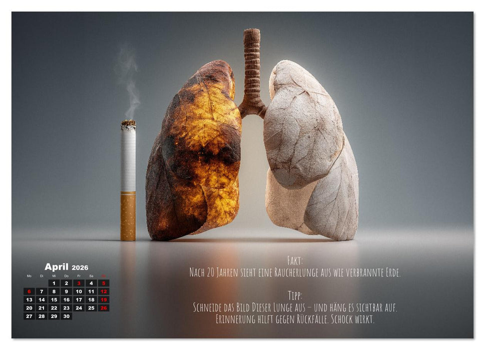 Nichtraucher Kalender - Rauchfrei werden mit Fakten und Tipps für Raucher (CALVENDO Wandkalender 2026)