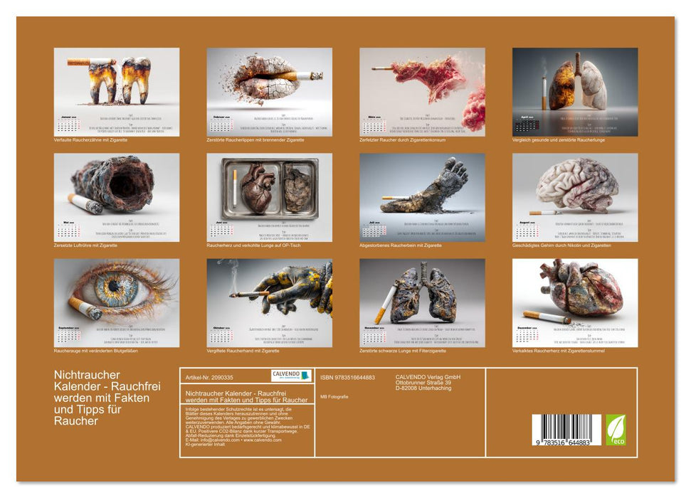 Nichtraucher Kalender - Rauchfrei werden mit Fakten und Tipps für Raucher (CALVENDO Premium Wandkalender 2026)