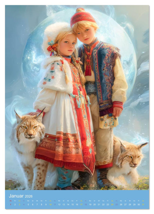 Norwegische indigene Folklorekleidung - Mensch und Tier (CALVENDO Wandkalender 2026)