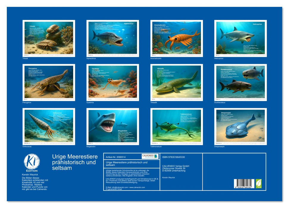 Urige Meerestiere prähistorisch und seltsam (CALVENDO Wandkalender 2026)