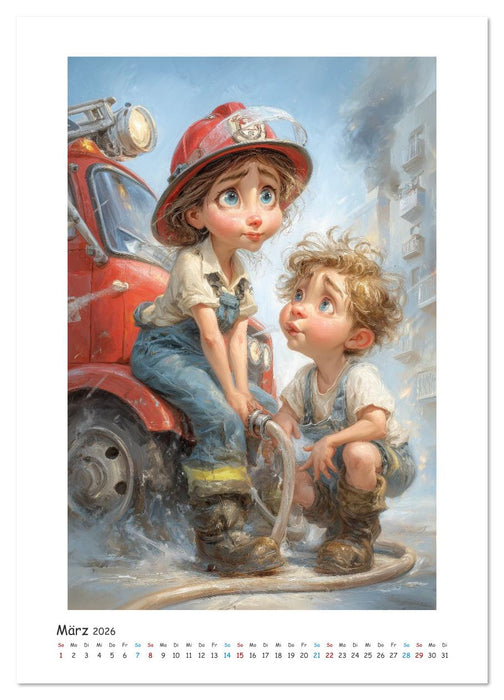 Löschen, Lachen, Löschfahrzeug (CALVENDO Wandkalender 2026)