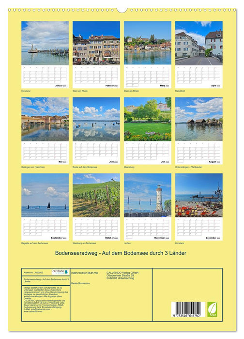 Bodenseeradweg - Auf dem Bodensee durch 3 Länder (CALVENDO Premium Wandkalender 2026)