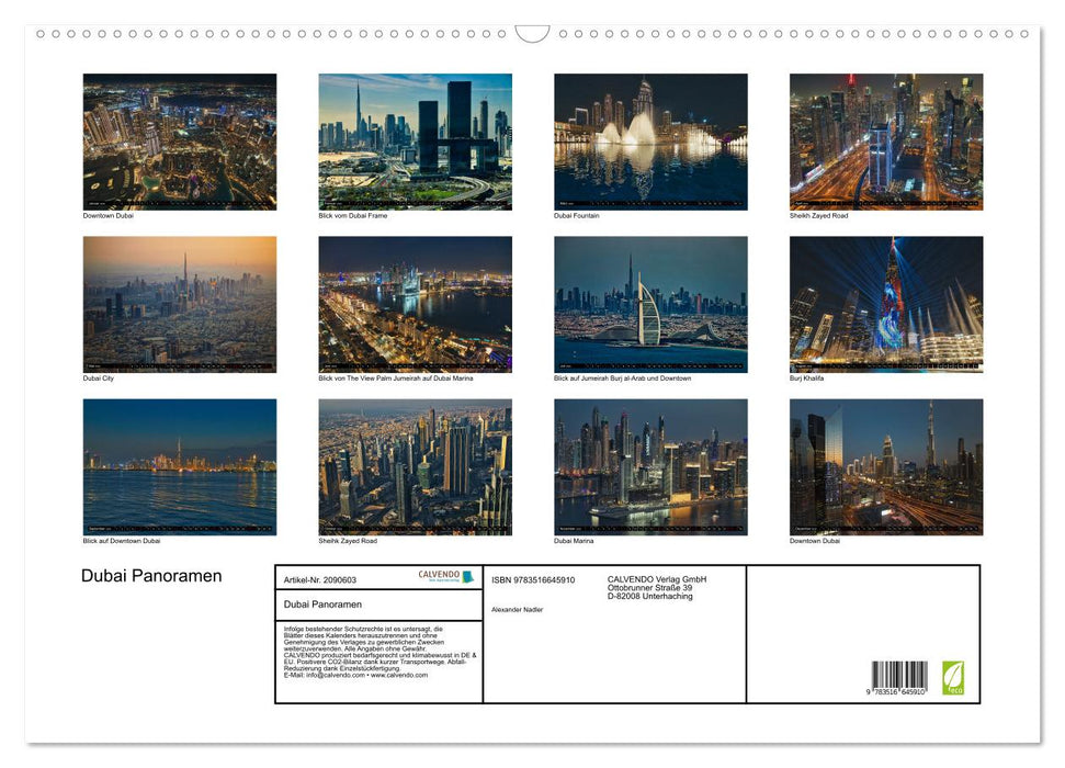 Dubai Panoramen (CALVENDO Wandkalender 2026)