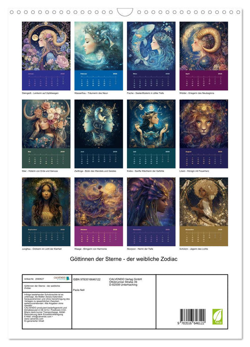 Göttinnen der Sterne - der weibliche Zodiac (CALVENDO Wandkalender 2026)