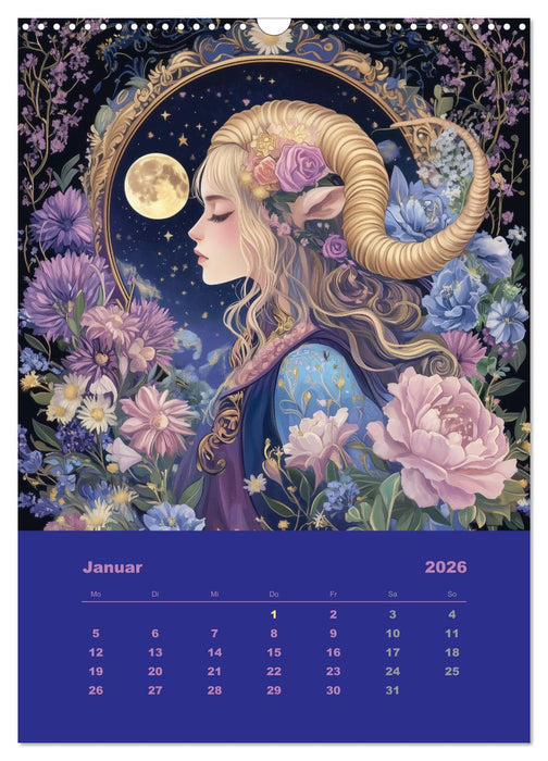 Göttinnen der Sterne - der weibliche Zodiac (CALVENDO Wandkalender 2026)