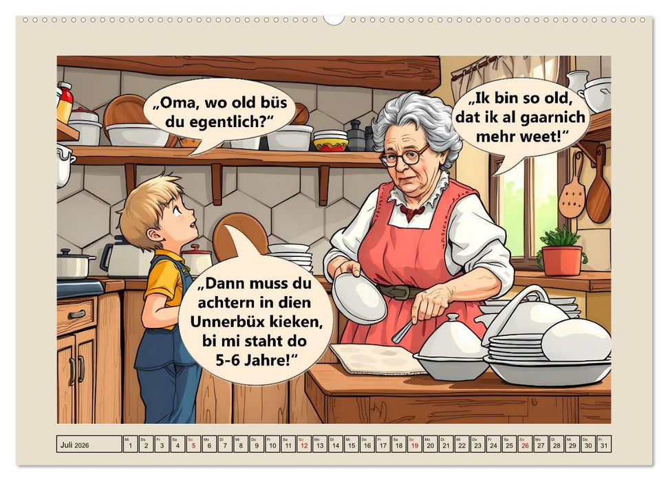 Plattdütsche Cartoons (CALVENDO Premium Wandkalender 2026)