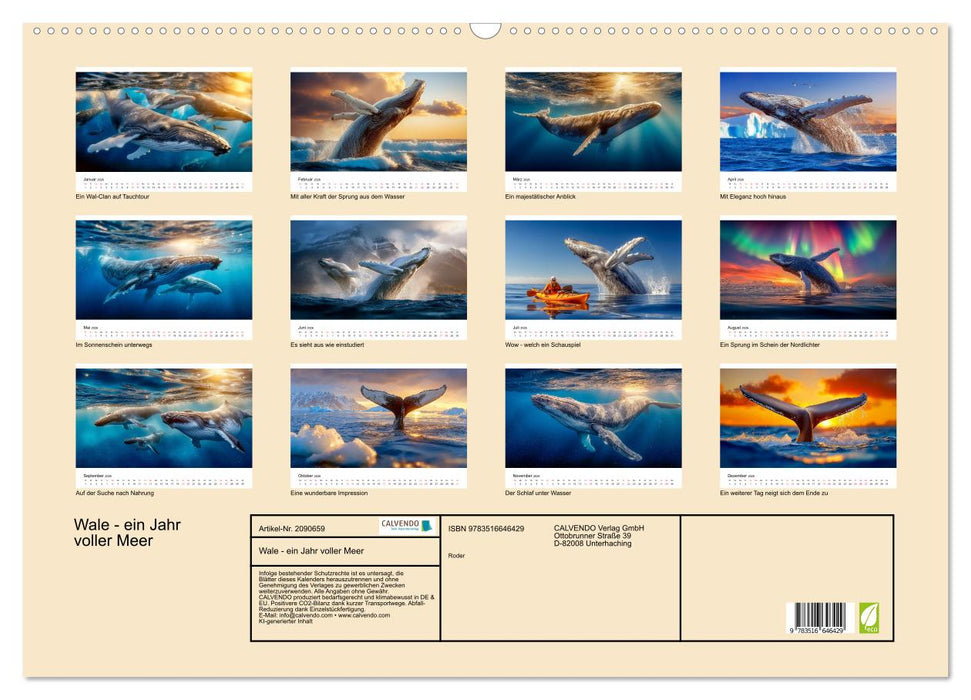 Wale - ein Jahr voller Meer (CALVENDO Wandkalender 2026)