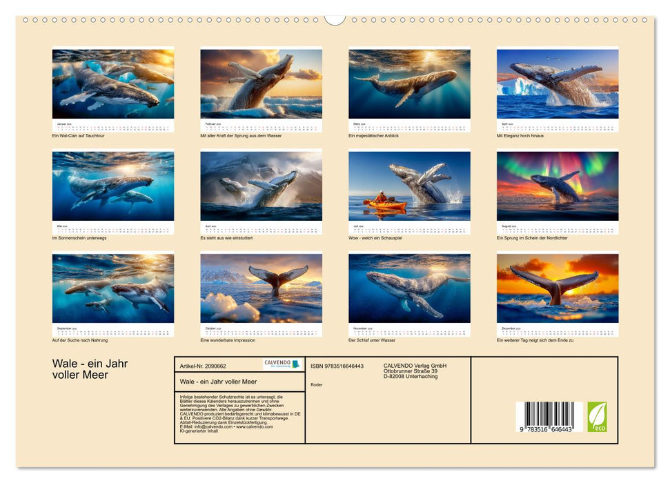 Wale - ein Jahr voller Meer (CALVENDO Premium Wandkalender 2026)