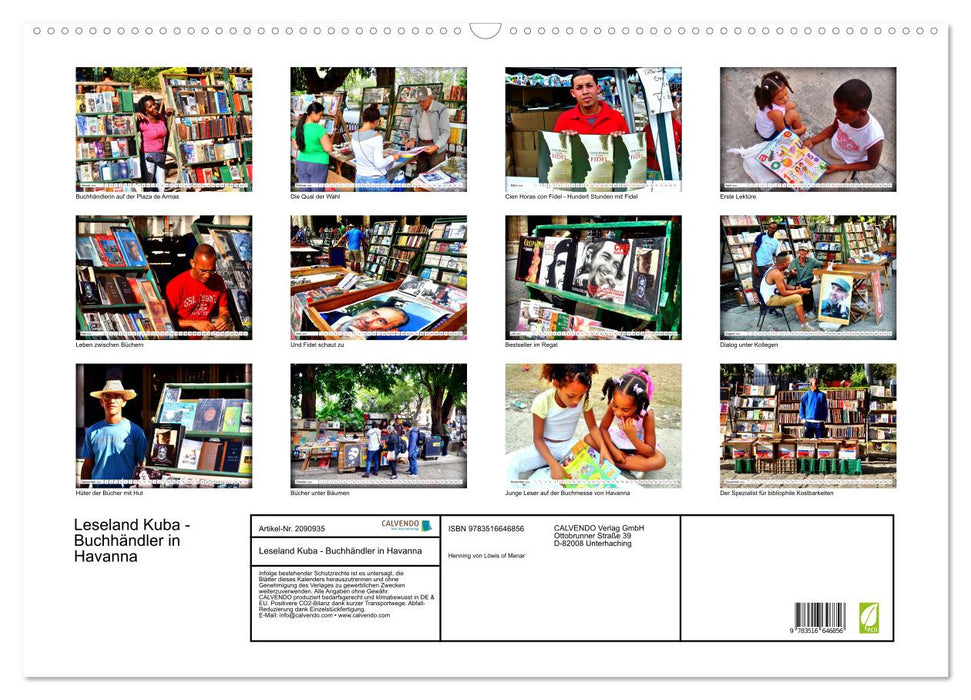 Leseland Kuba - Buchhändler in Havanna (CALVENDO Wandkalender 2026)