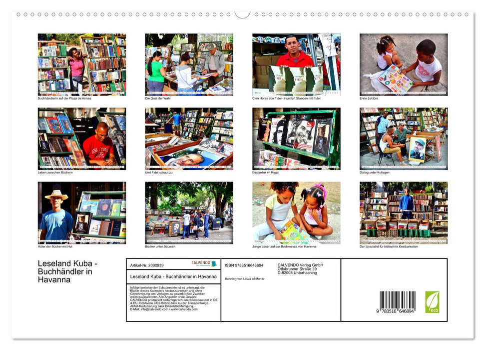 Leseland Kuba - Buchhändler in Havanna (CALVENDO Premium Wandkalender 2026)