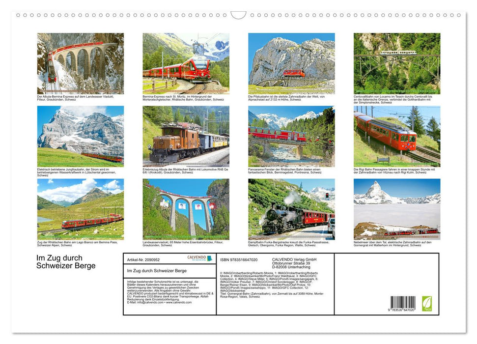 Im Zug durch Schweizer Berge (CALVENDO Wandkalender 2026)