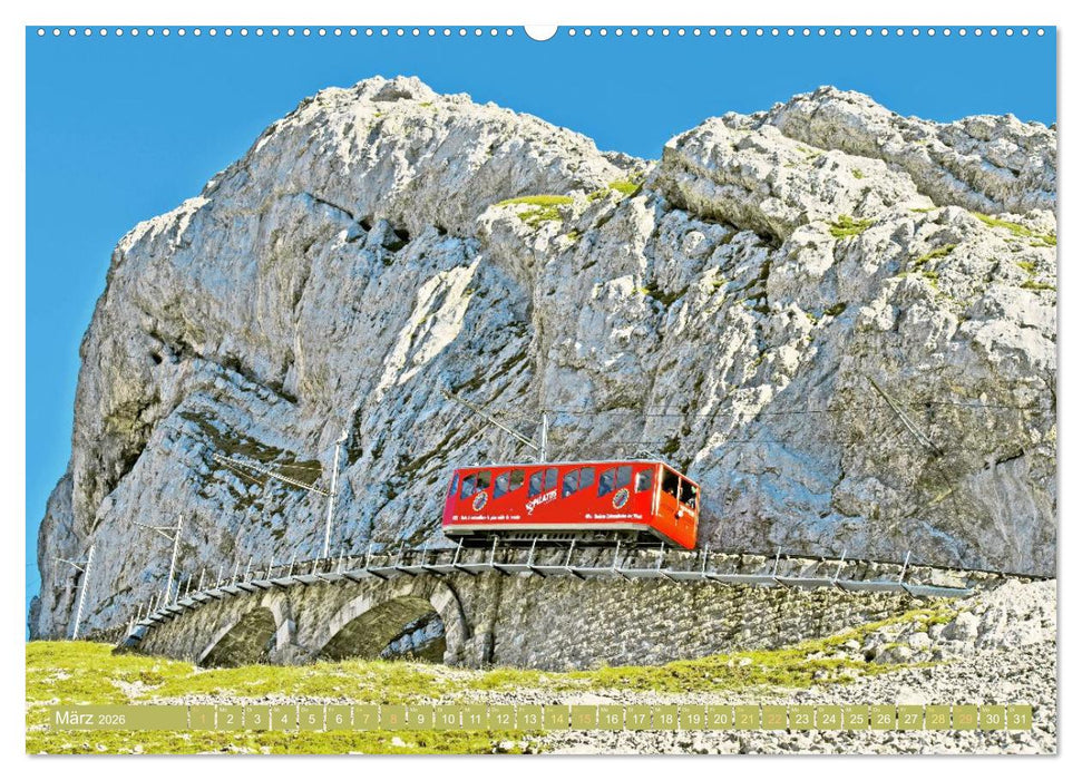 Im Zug durch Schweizer Berge (CALVENDO Wandkalender 2026)