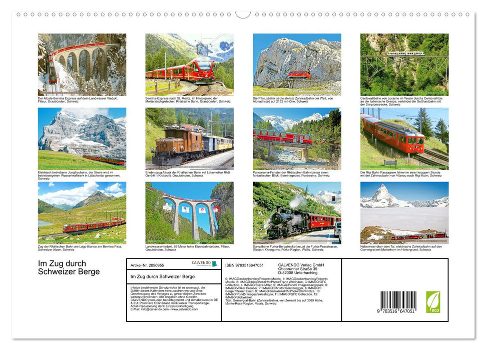 Im Zug durch Schweizer Berge (CALVENDO Premium Wandkalender 2026)