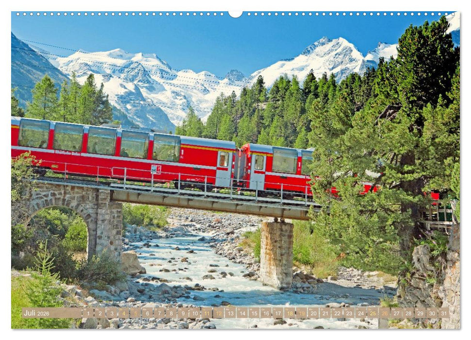 Im Zug durch Schweizer Berge (CALVENDO Premium Wandkalender 2026)