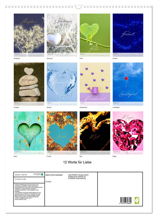 12 Worte für Liebe (CALVENDO Wandkalender 2026)