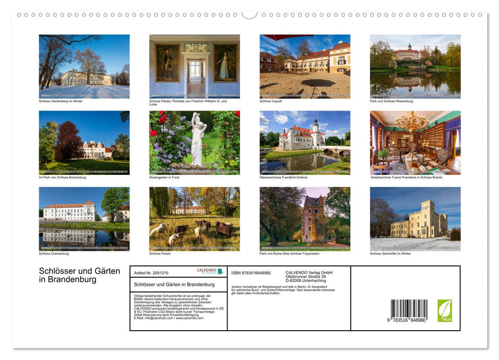 Schlösser und Gärten in Brandenburg (CALVENDO Premium Wandkalender 2026)