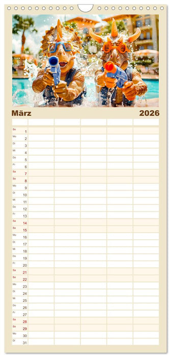 Dinosaurier Sommer - Urzeitlich witzige Strandparty (CALVENDO Familienplaner 2026)