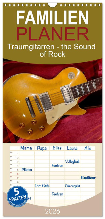 Traumgitarren - the Sound of Rock (CALVENDO Familienplaner 2026)