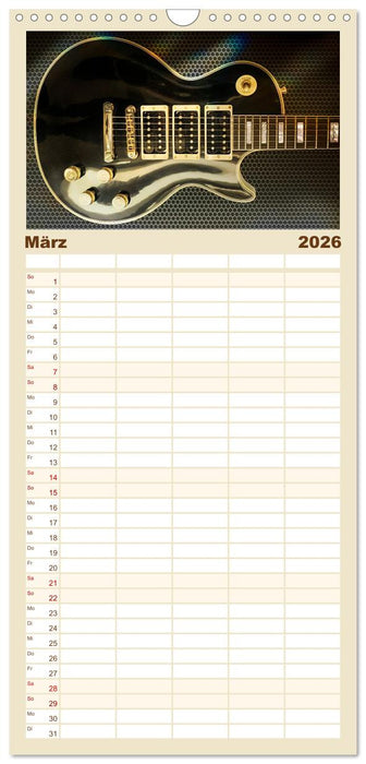 Traumgitarren - the Sound of Rock (CALVENDO Familienplaner 2026)
