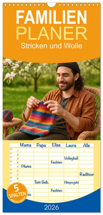 Stricken und Wolle (CALVENDO Familienplaner 2026)