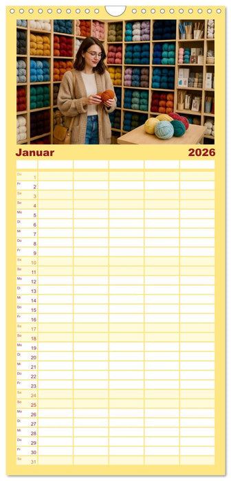 Stricken und Wolle (CALVENDO Familienplaner 2026)